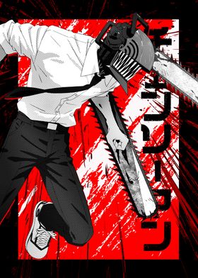 Chainsaw Man Black Red White-preview-2