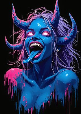 Blue Demon With Glowing Eyes-preview-0