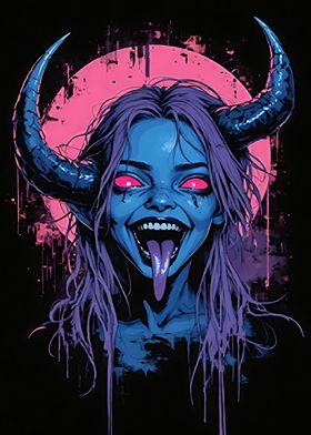 Blue Demon With Glowing Eyes-preview-2