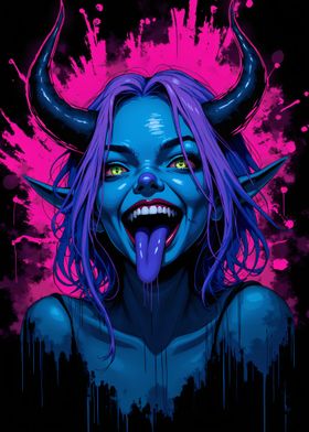 Blue Demon With Glowing Eyes-preview-1