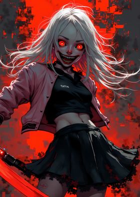 Creepy Anime Girl With Red Eyes-preview-2