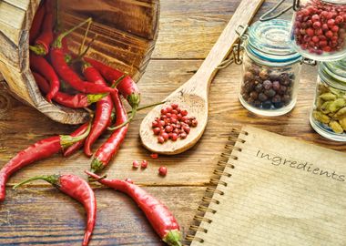 Table with spices