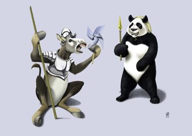 Donkey Xote and Sancho Panda (colour