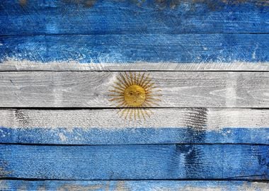 Argentina wood painted flag