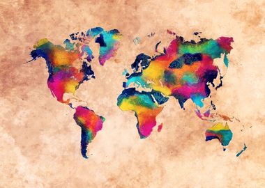 World map watercolor 5