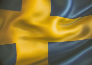 Sweden national flag waving in the wind