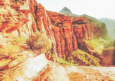 mountain view at Zion national park, USA with summer su ... 