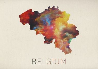 Watercolor Map of Belgium.