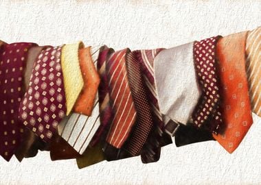 hanging colored vintage ties