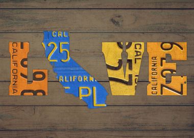 California State Love License Plate Art Phrase