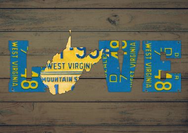 West Virginia State Love License Plate Art Phrase