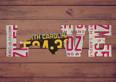 North Carolina State Love License Plate Art Phrase