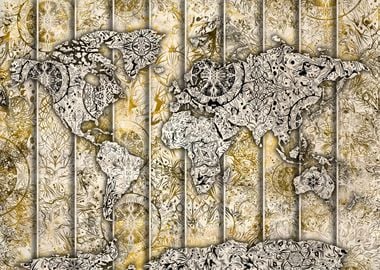 world map mandala vintage 2