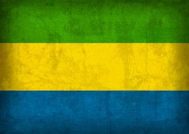 Gabon Flag on Distressed Canvas