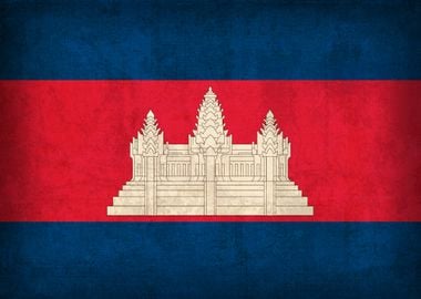 Cambodia Flag on Distressed Canvas