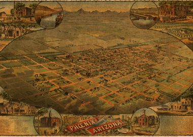 Map of Phoenix Arizona 1885 USA