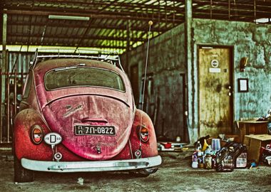 Pink Beetle in garage