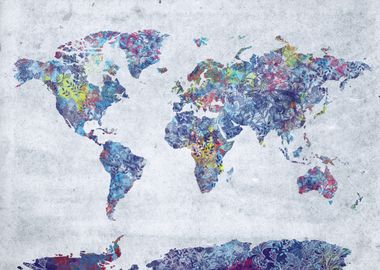 world map floral 6