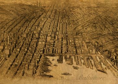 Vintage Map Baltimore 1912