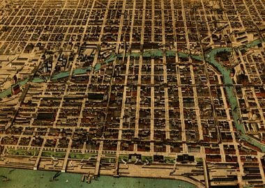 Vintage Map Chicago 1898