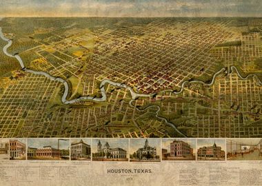 Houston Vintage Map 1891