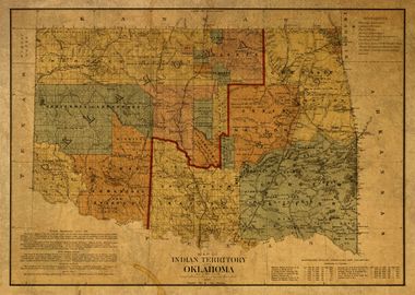 Vintage Map of Oklahoma