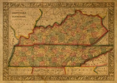 Vintage Map Kentucky Tenn