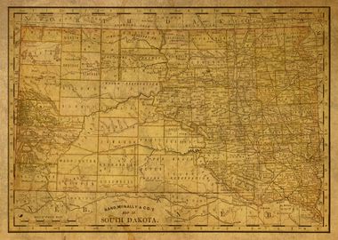 Vintage Map South Dakota