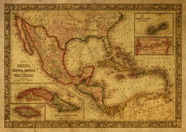 Vintage Map of Mexico