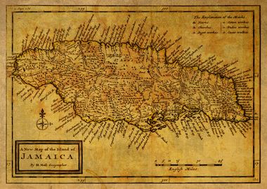 Vintage Map of Jamaica