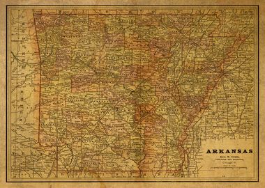 Vintage Map Arkansas 1891