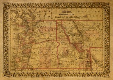 Vintage Map Northwest USA