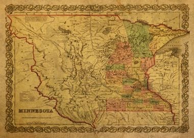 Vintage Map Minnesota 1850