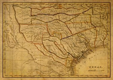 Vintage Map of Texas 1835