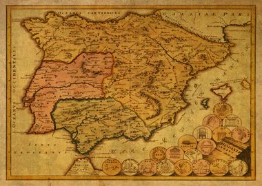 Vintage Map of Spain