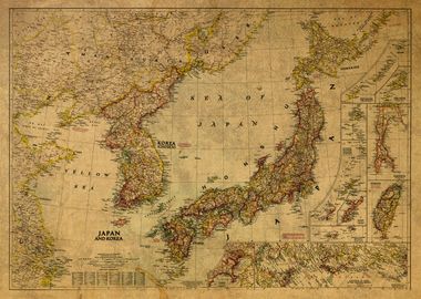 Vintage Map of Japan 1945