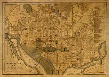 Vintage Map of DC 1893