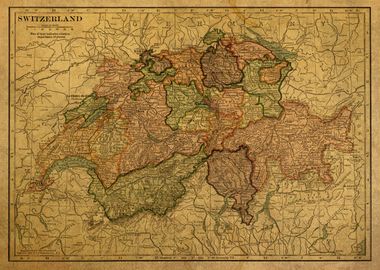 Vintage Map Switzerland