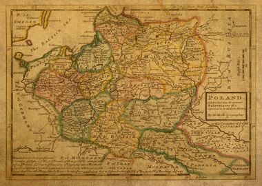 Vintage Map of Poland 1731