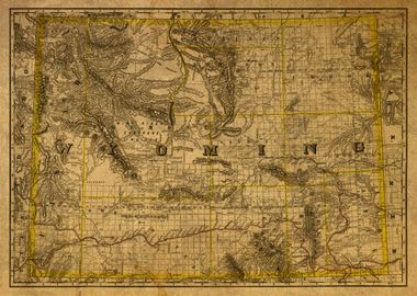 Vintage Map Wyoming 1889