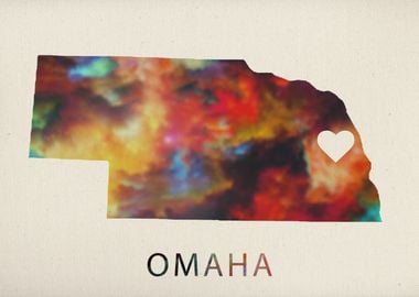 Omaha Watercolor Map