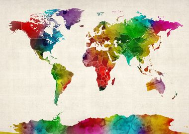 World Map Watercolour