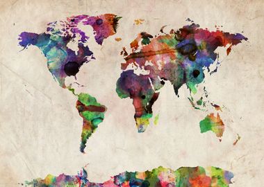 World Map Urban Painting