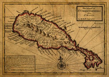 Map of St Kitts 1736