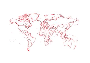 World map red borders