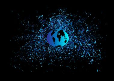 World planet in space neon