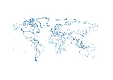 World map blue borders