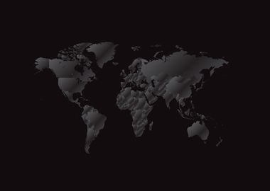 Black metallic world map  