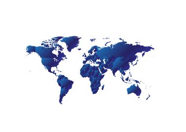 Blue metallic world map 