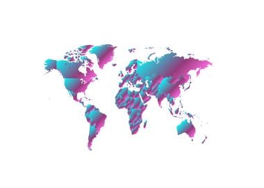 Neon gradient world map